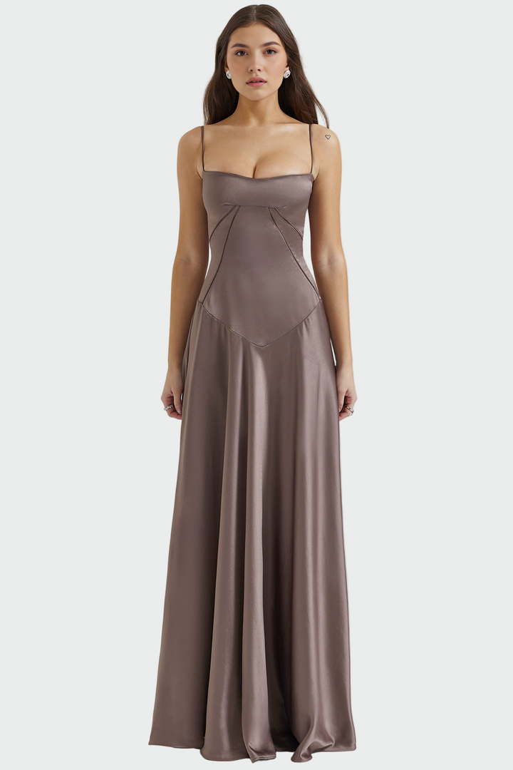 Satin Maxi Haljina s Tanjim Naramenicama
