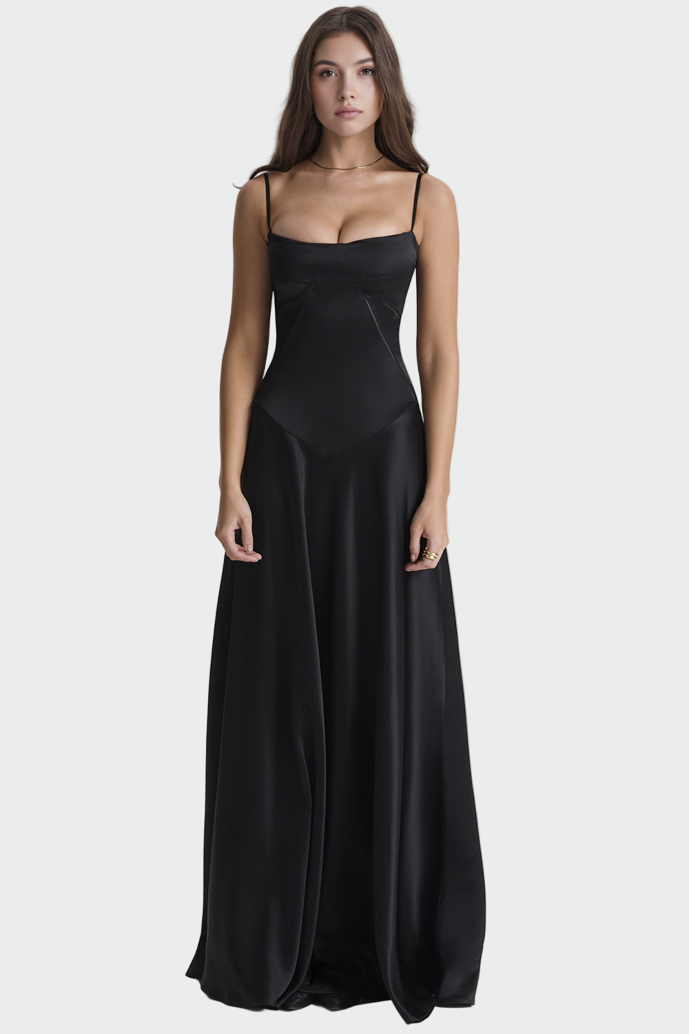 Satin Maxi Haljina s Tanjim Naramenicama